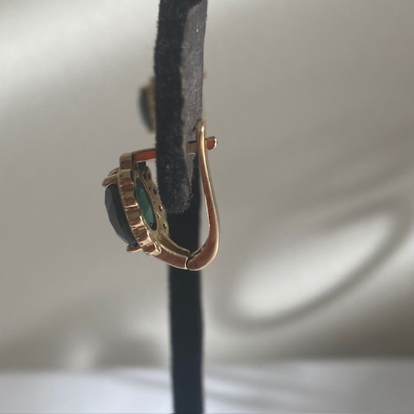 Vintage Art Deco 14 Karat Real Gold Earrings with Spinel and CZ - Picture 5 of 7